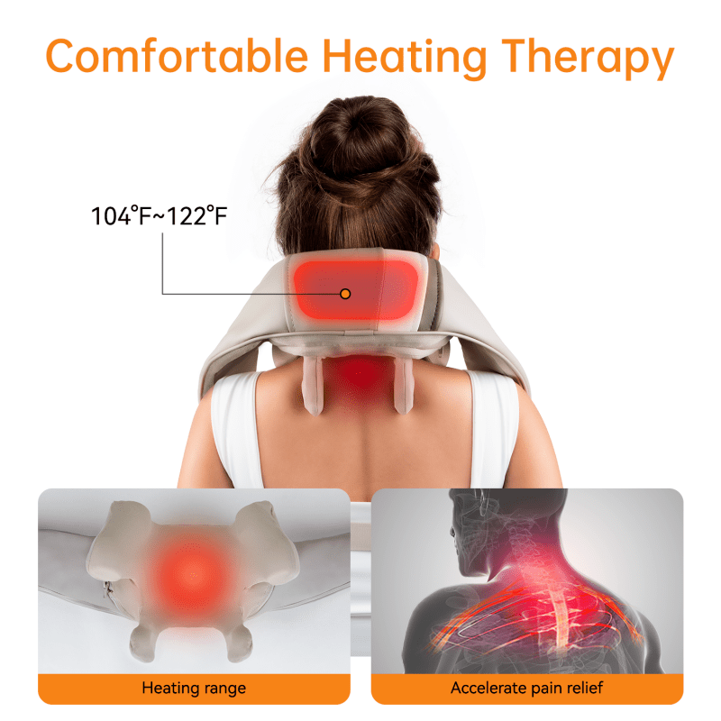 Electric Neck and Back Massager Pillow with 4D Kneading and Hot Compress