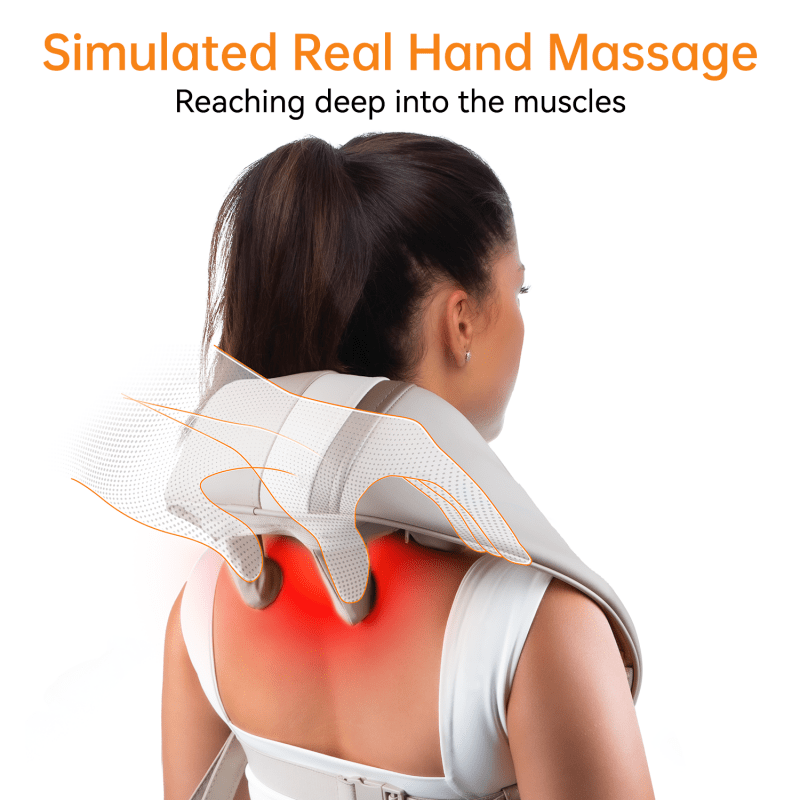 Electric Neck and Back Massager Pillow with 4D Kneading and Hot Compress