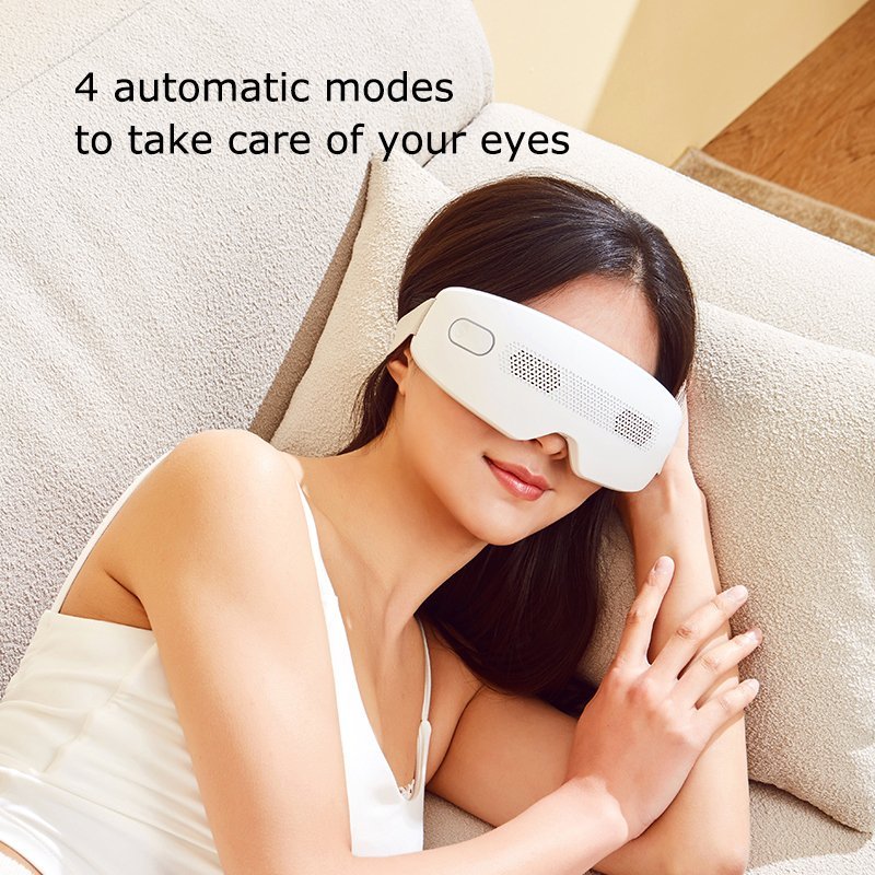 Electric Eye Massager with Acupuncture Vibration and Bluetooth Music - White